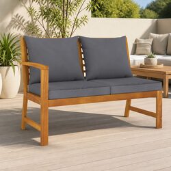 Stylish Solid Acacia Garden Bench with Cushions