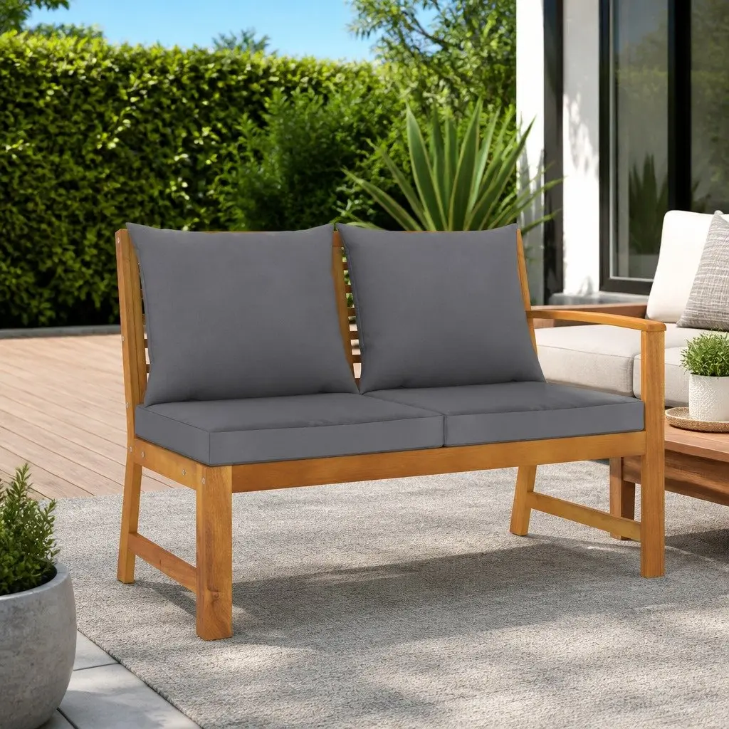 Solid Wood Garden Bench 114.5cm with Cushions