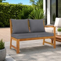 Solid Wood Garden Bench 114.5cm with Cushions