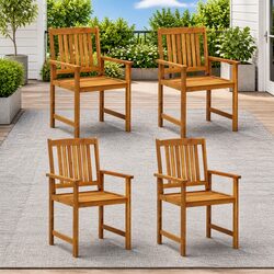 Solid Acacia Wood Outdoor Garden Chairs Set of 4