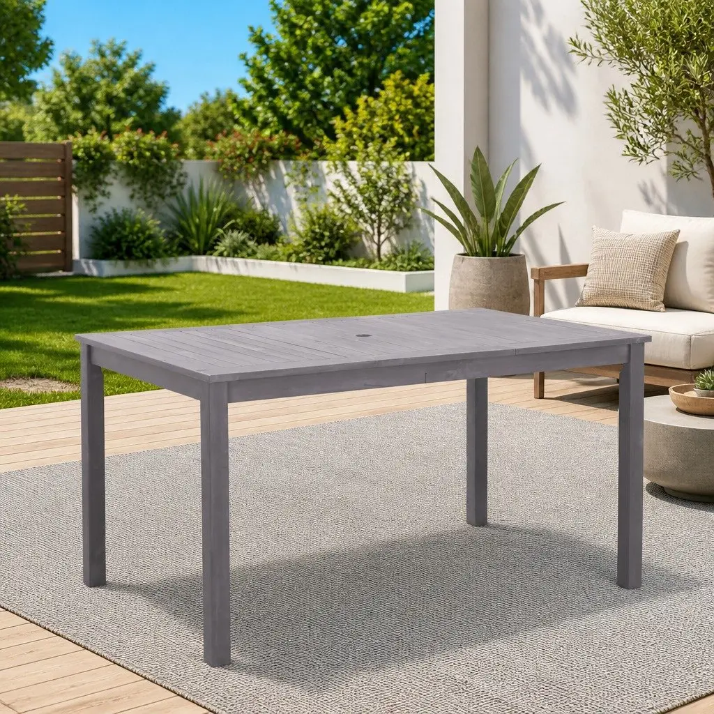 Solid Acacia Wood Garden Dining Table in Grey Wash