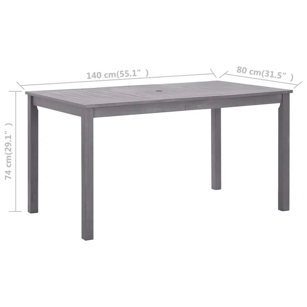 Solid Acacia Wood Garden Dining Table in Grey Wash