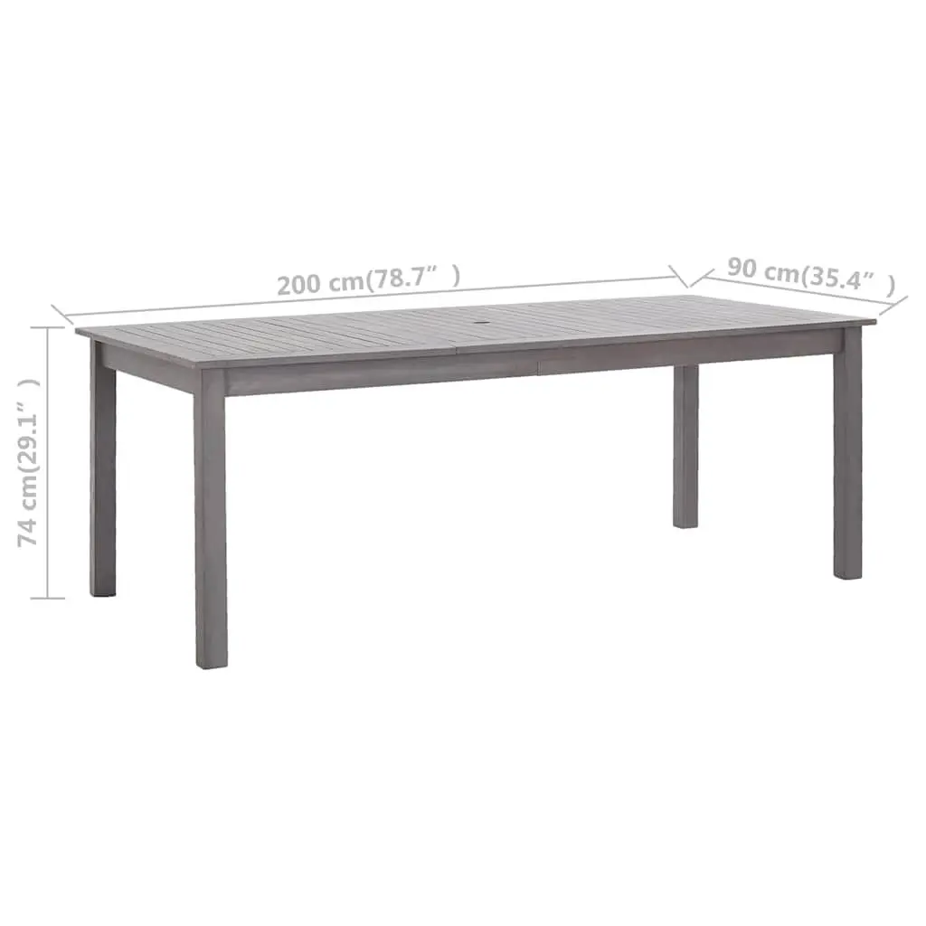 Solid Acacia Wood Garden Table in Grey Wash