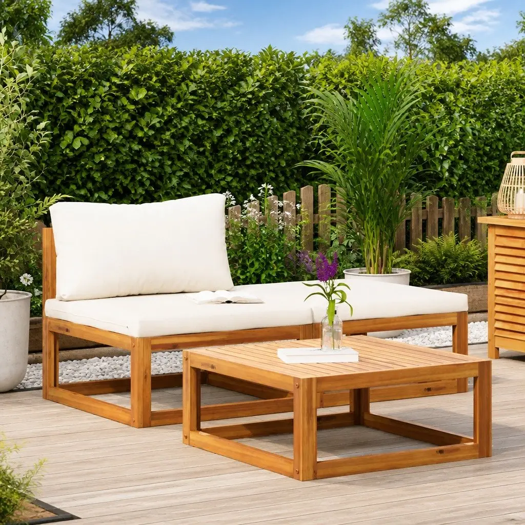 3-Piece Outdoor Sectional Sofa Set with Coffee Table
