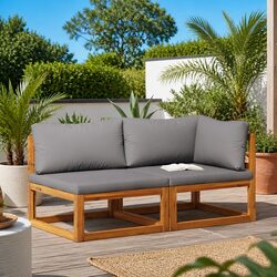 Durable 2 Piece Outdoor Sectional Sofa Set in Grey