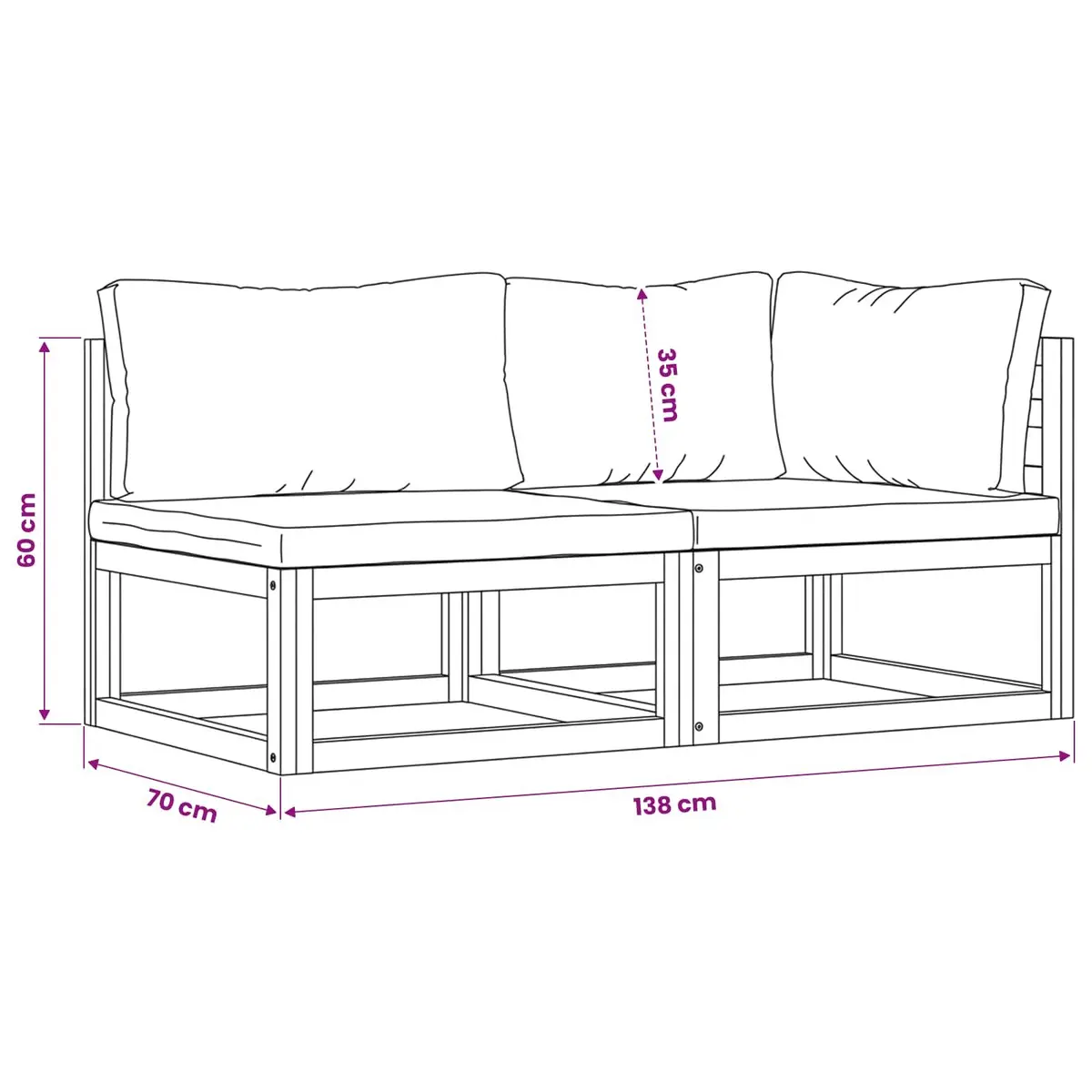 2 Piece Modular Outdoor Sectional Sofa Set