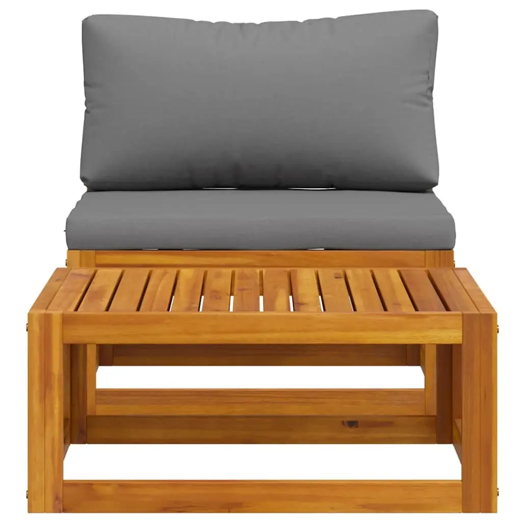 Outdoor Sectional Sofa Set Solid Acacia Wood 2 Piece Grey