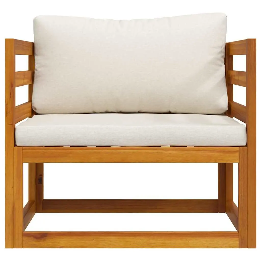 Garden Chair Solid Acacia Wood Cream Cushion Outdoor Patio Furniture