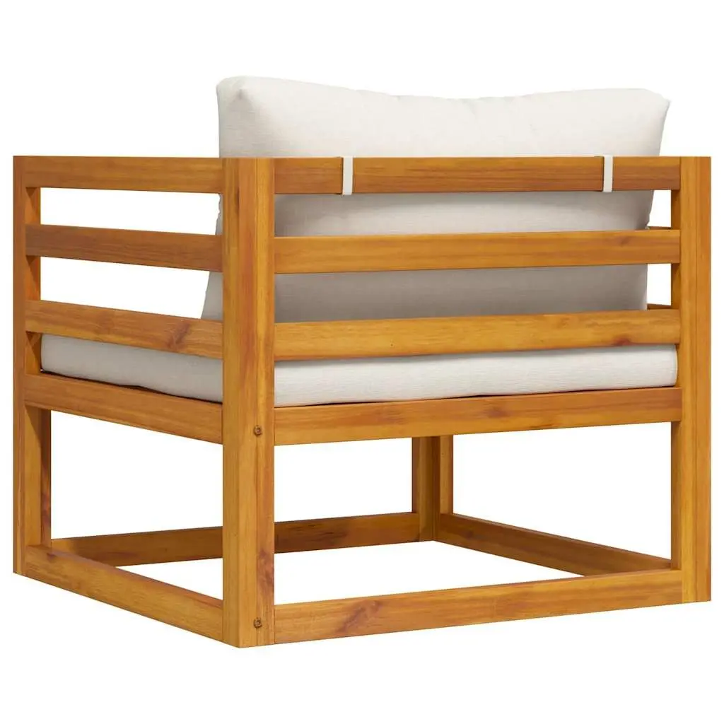 Garden Chair Solid Acacia Wood Cream Cushion Outdoor Patio Furniture