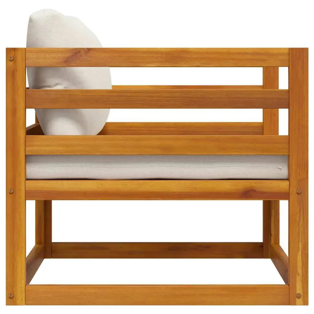 Garden Chair Solid Acacia Wood Cream Cushion Outdoor Patio Furniture