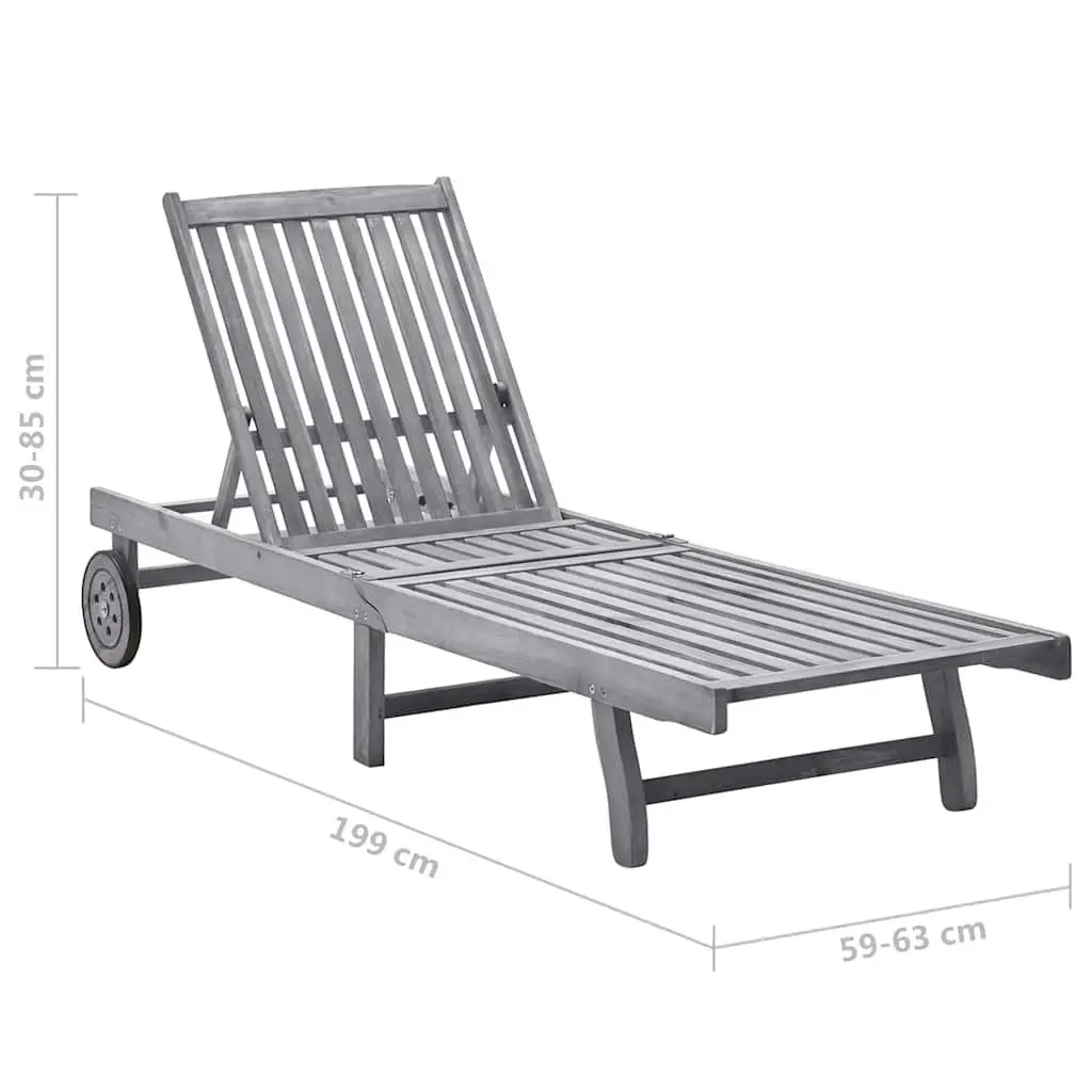 Sun Lounger Outdoor Lounge Chair Adjustable Backrest Patio Daybed with Wheels