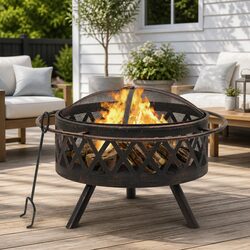 XXL Rustic Steel Fire Pit for Outdoor Garden & Patio