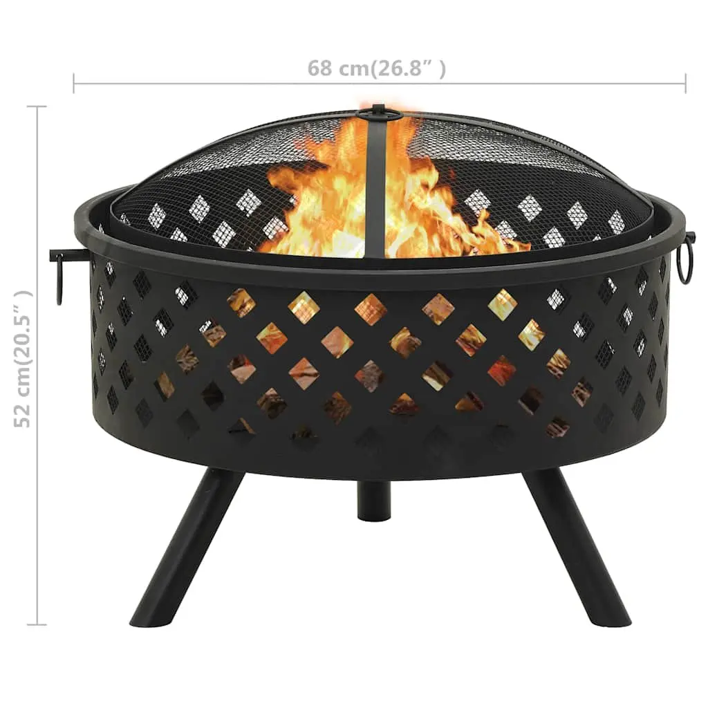 Fire Pit Steel 68cm Black