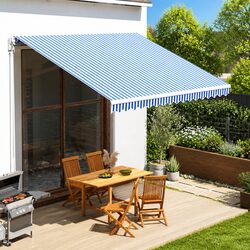 Premium Blue and White Awning Replacement Fabric 4x3.5m