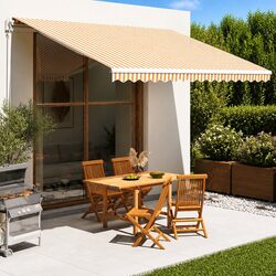 Premium Yellow and White Awning Replacement Fabric 4x3.5 m