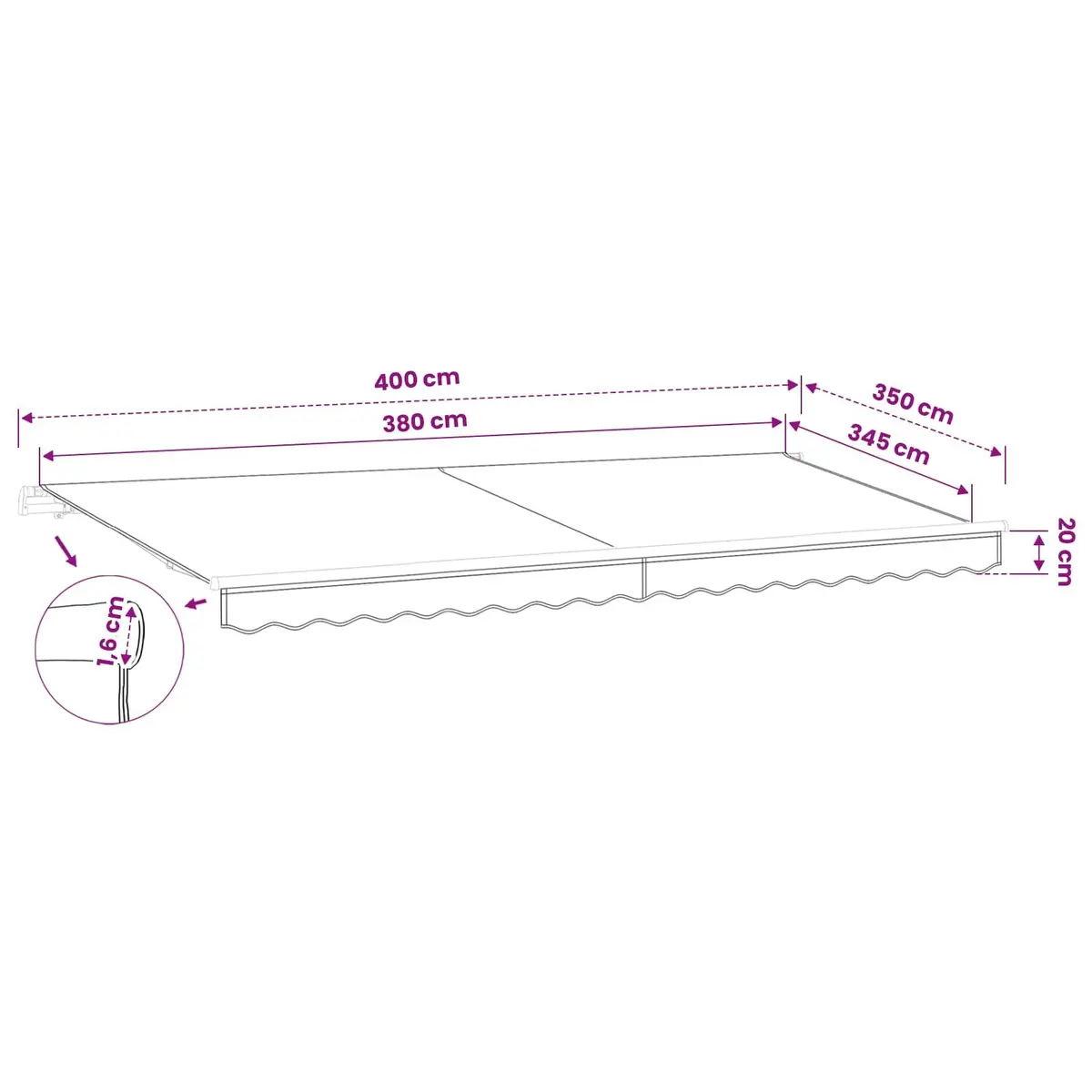 Awning Replacement Fabric Polyester 4x3.5 m Yellow White