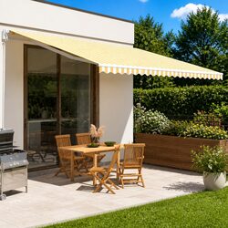Awning Replacement Fabric Yellow White 5x3.5m Outdoor Patio Garden Sunshade