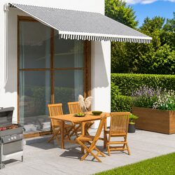 Premium Awning Replacement Fabric in Anthracite & White