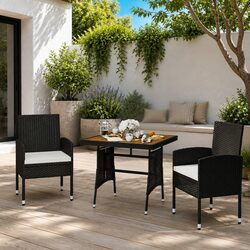 Black 3 Piece Patio Dining Set for Outdoor Spaces