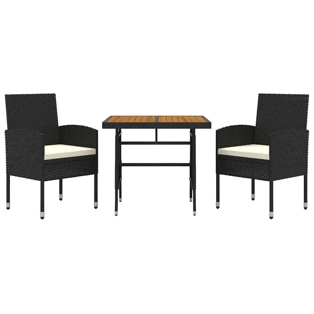 Black 3 Piece Patio Dining Set for Outdoor Spaces