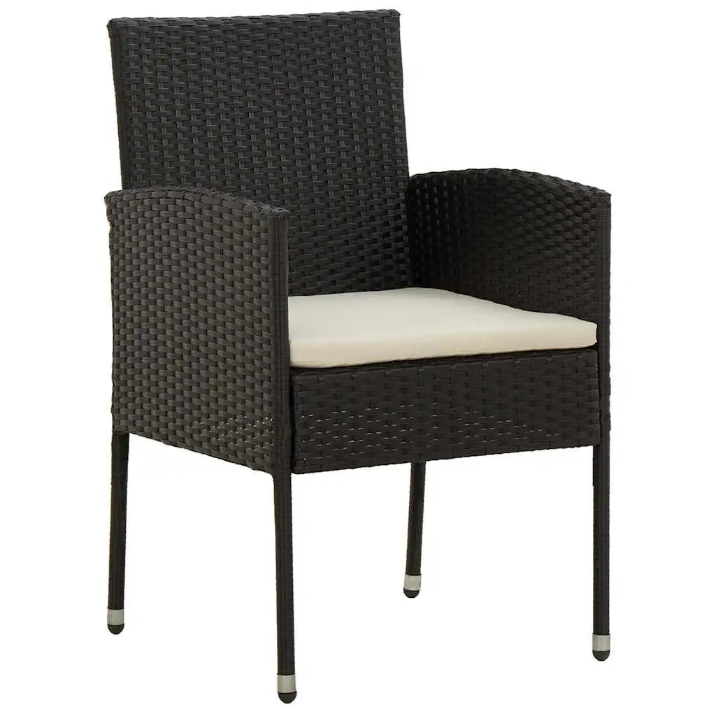 Black 3 Piece Patio Dining Set for Outdoor Spaces