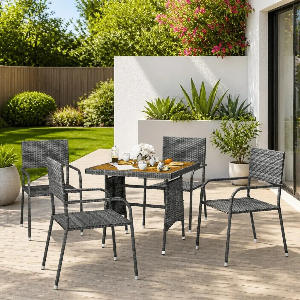 5-Piece Grey Outdoor Dining Set for Patios