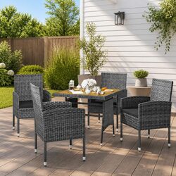 Durable 5 Piece Outdoor Dining Set with Grey Chairs