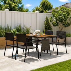 5 Piece Black Outdoor Dining Set for Patio and Garden