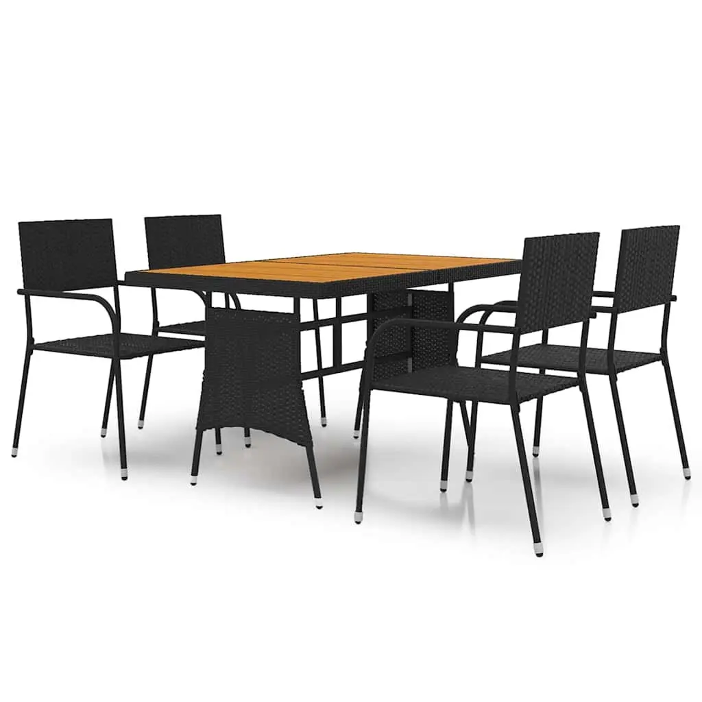 5 Piece Black Outdoor Dining Set for Patio and Garden