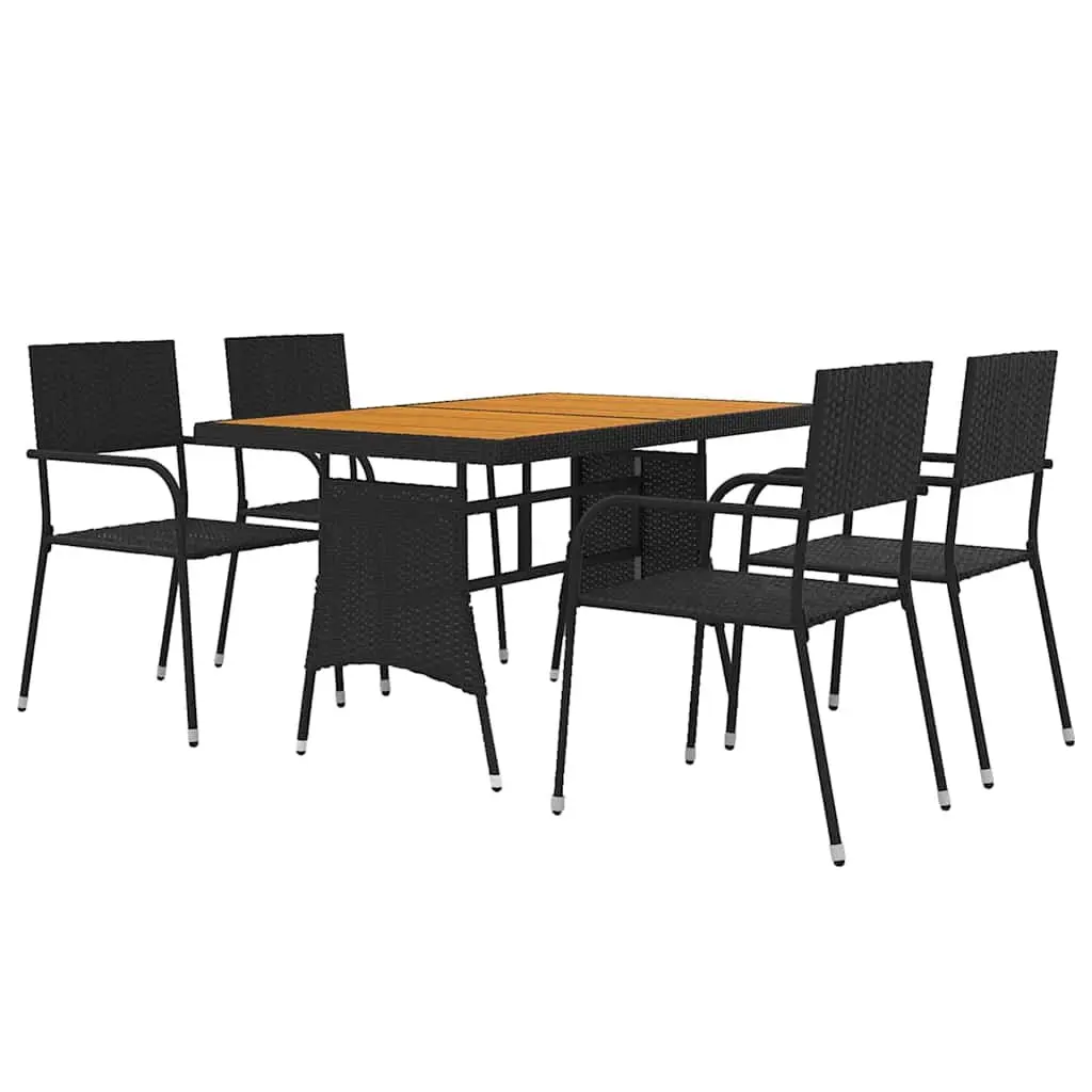 5 Piece Black Outdoor Dining Set for Patio and Garden