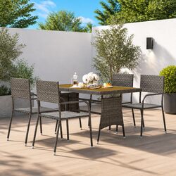Grey Poly Rattan 5-Piece Outdoor Dining Set