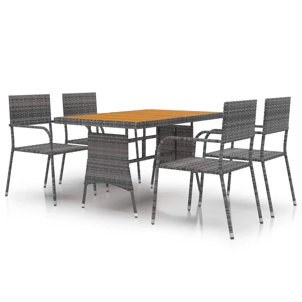 Grey Poly Rattan 5-Piece Outdoor Dining Set