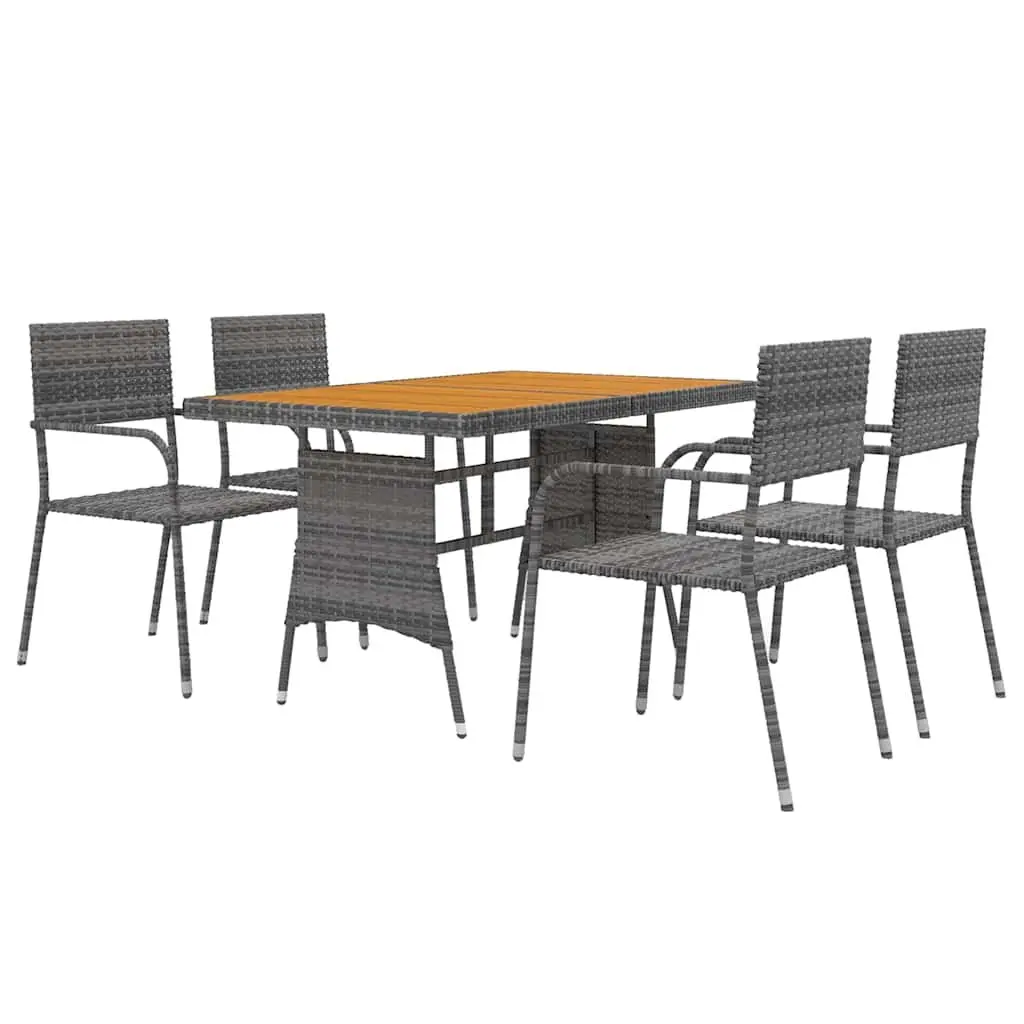 Grey Poly Rattan 5-Piece Outdoor Dining Set