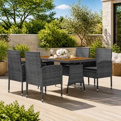 Premium 5 Piece Grey Outdoor Dining Set for Patio