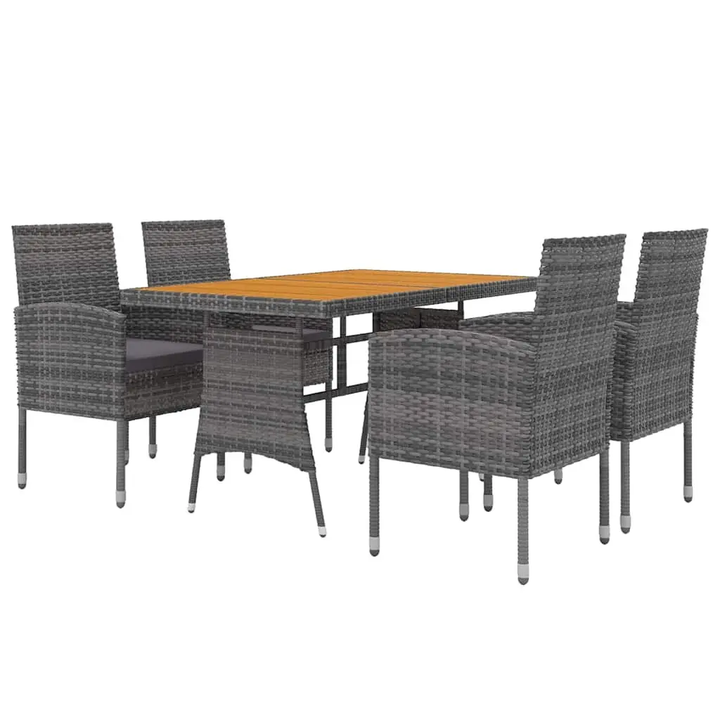 Outdoor Dining Set PE Rattan Steel Frame 5 Piece Garden Furniture Table Chairs Grey