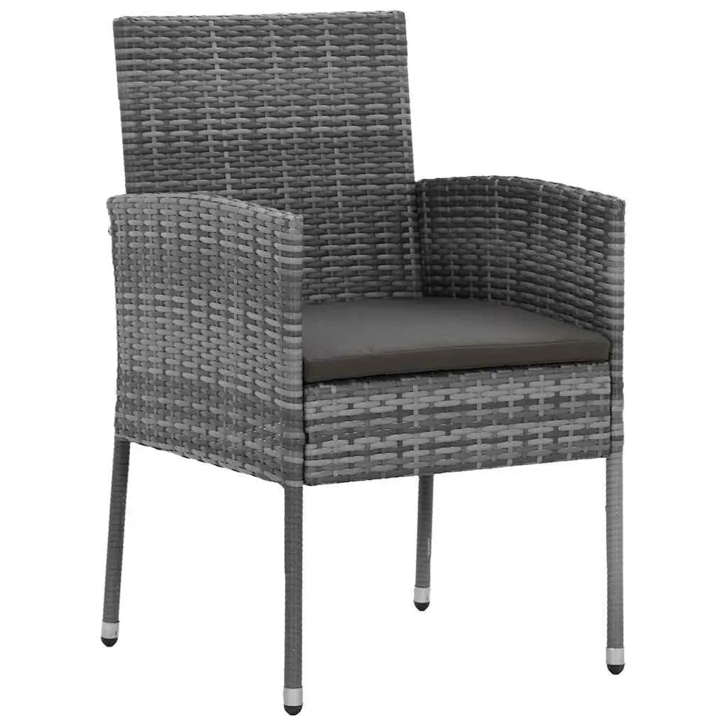 Outdoor Dining Set PE Rattan Steel Frame 5 Piece Garden Furniture Table Chairs Grey
