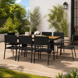 Sturdy 9-Piece Outdoor Dining Set in Black