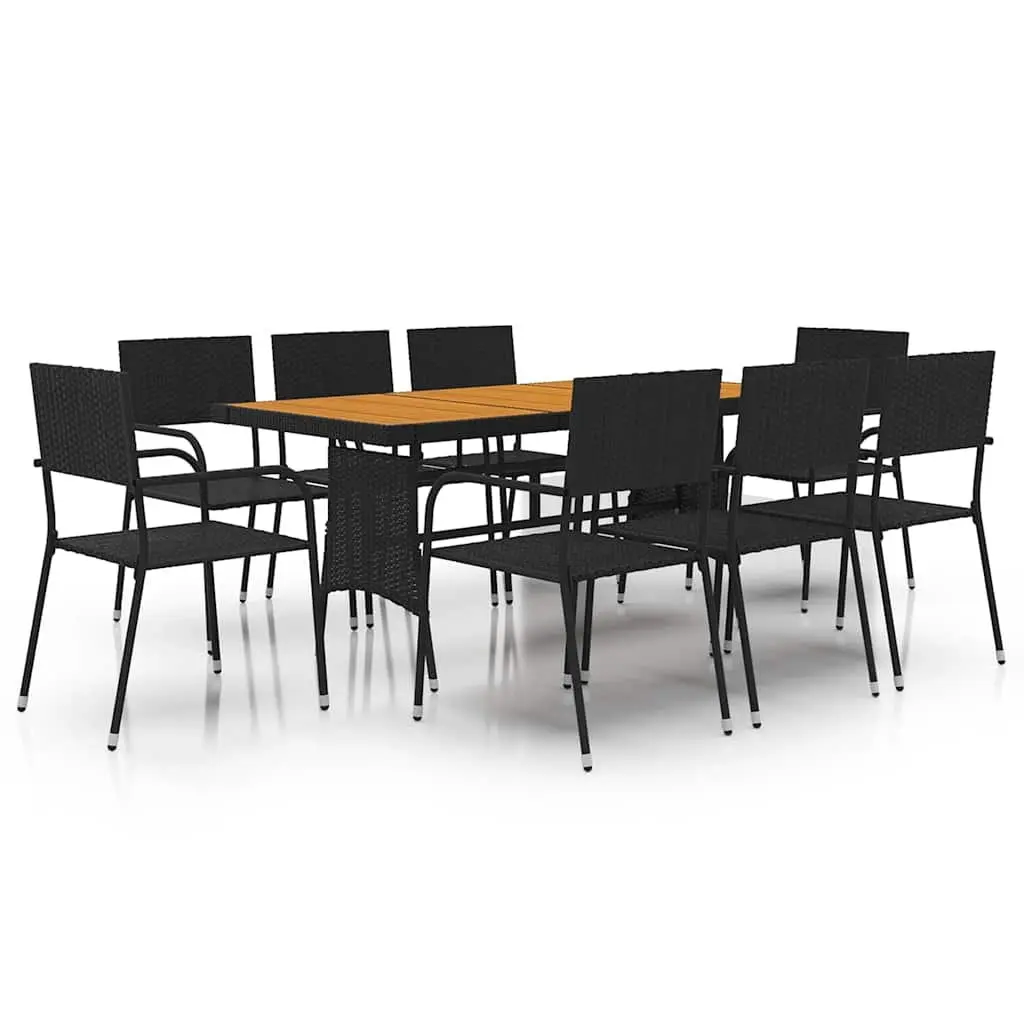 9-Piece Outdoor Dining Set in Black