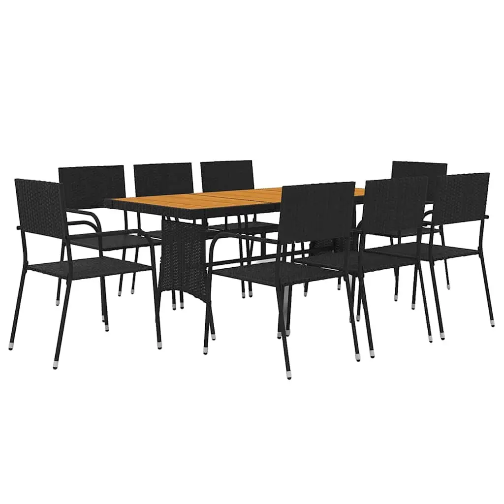 9-Piece Outdoor Dining Set in Black