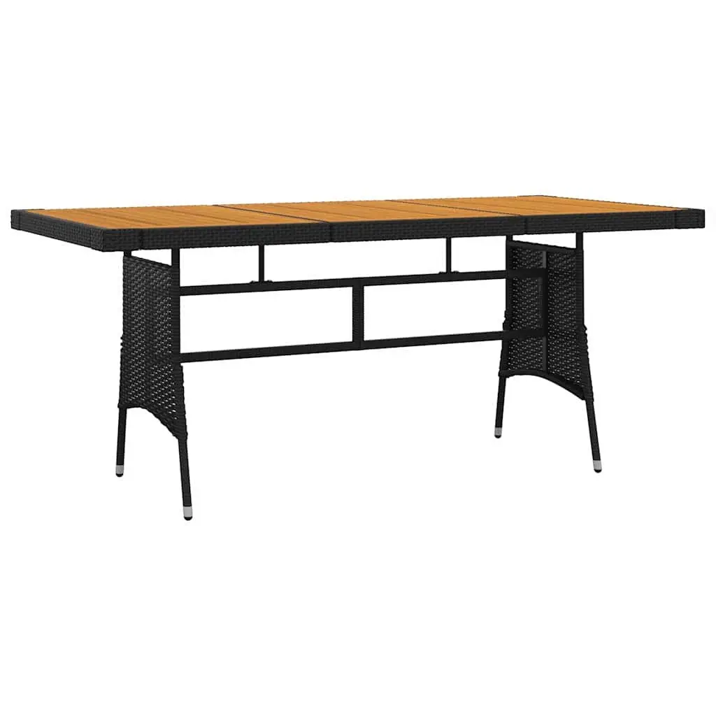 9 Piece Outdoor Dining Set PE Rattan Steel Acacia Wood Black