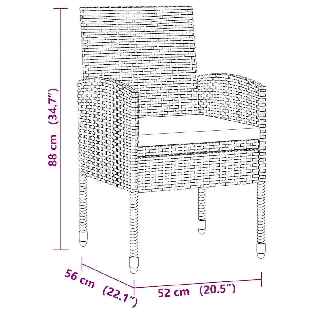 9 Piece Outdoor Dining Set PE Rattan Steel Acacia Wood Black