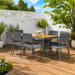 Grey 9-Piece Outdoor Dining Set for Patio & Garden