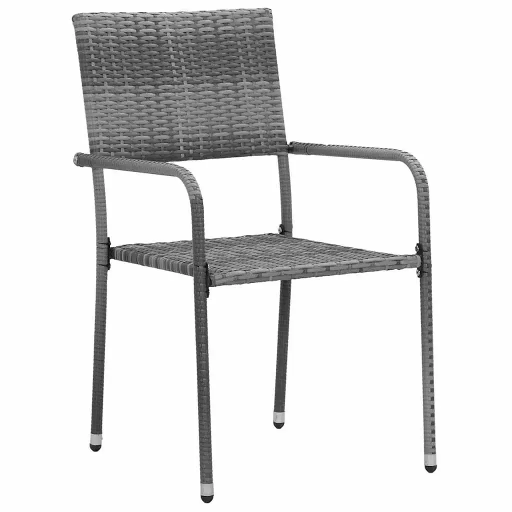 Outdoor Dining Set PE Rattan Steel Grey 9 Piece Patio Garden Furniture Table Chairs