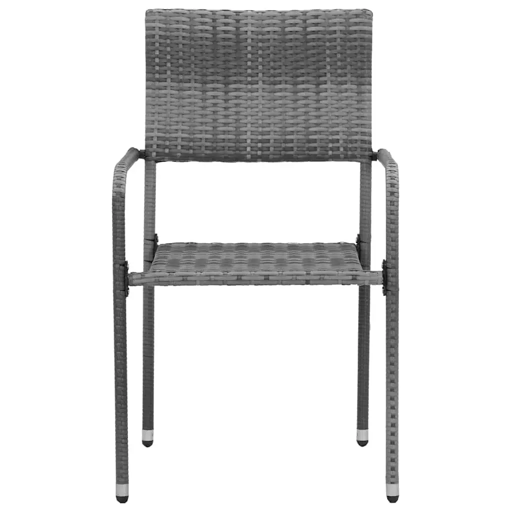 Outdoor Dining Set PE Rattan Steel Grey 9 Piece Patio Garden Furniture Table Chairs