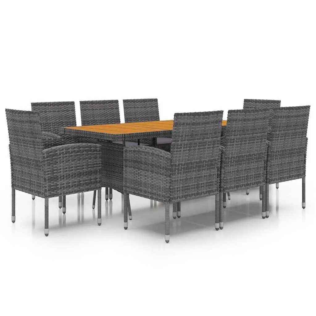 9 Piece Outdoor Dining Set with Rattan Frame