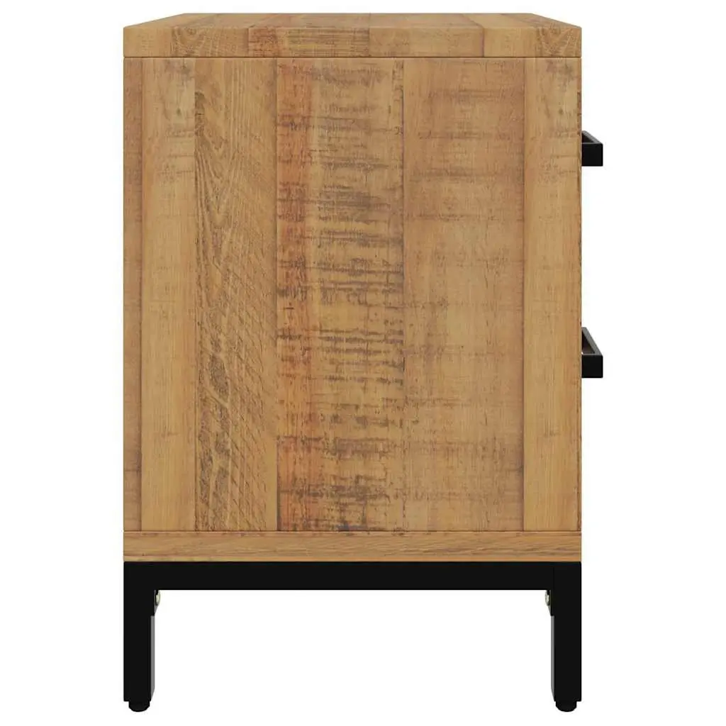 Rustic Pine Wood Nightstand with 2 Drawers