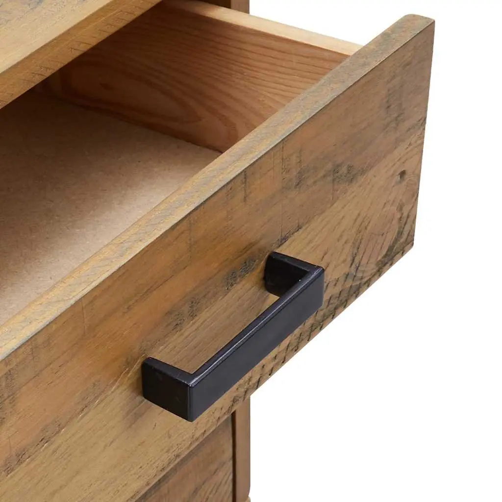 Rustic Pine Wood Nightstand with 2 Drawers
