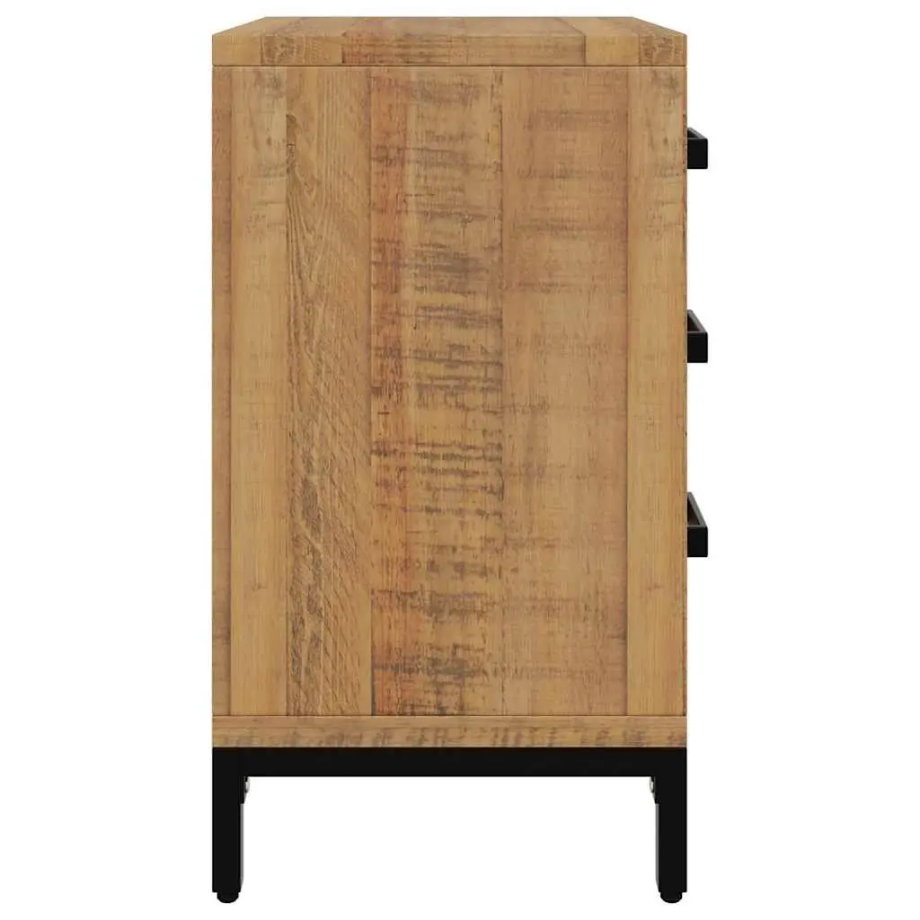 Solid Pine Wood Nightstand with 3 Drawers