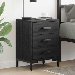 Stylish Black Bedside Cabinets 2 pcs Solid Pine 40x30x55 cm