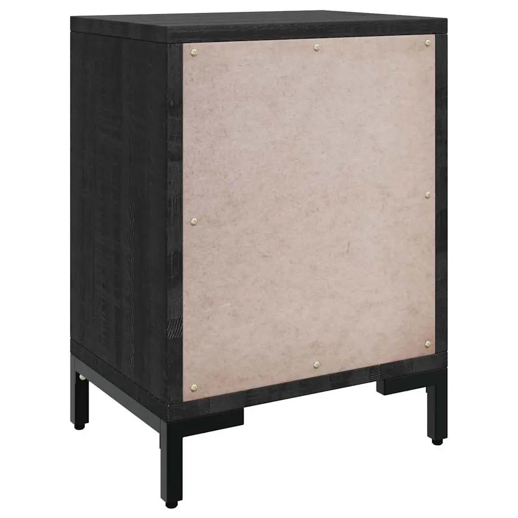 Black Bedside Tables 2 Piece Solid Pinewood 40x30x55 cm Bedroom Storage with 3 Drawers